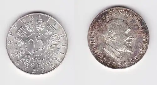 25 Schilling Silber Münze Österreich 1958 Carlauer v. Welsbach (146192)