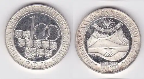 100 Schilling Silber Münze Österreich 1978 Arlbergstrassentunnel (144727)