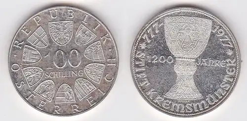 100 Schilling Silber Münze Österreich 1977 1200 Jahre Stift Kremsmünster(150679)