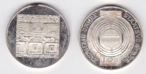 100 Schilling Silber Münze Österreich 1975 20 Jahre Staatsvertrag (156885)