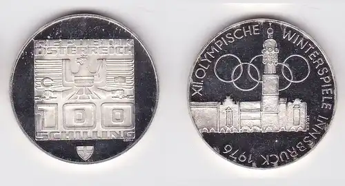 100 Schilling Silber Münze Österreich 1976 Winter Olympiade Innsbruck (159163)