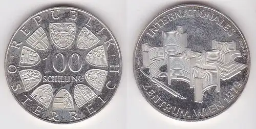 100 Schilling Silber Münze Österreich 1979 Internationales Zentrum Wien (157918)