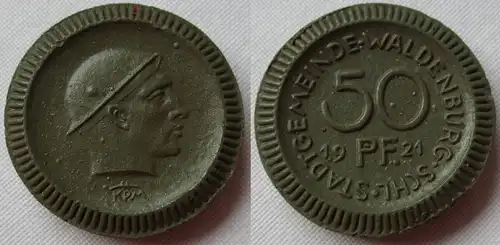 50 Pfennig Porzellan Münze Notgeld Stadtgemeinde Waldenburg in Schl.1921(130952)