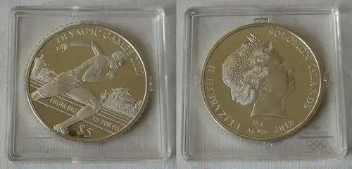 5 Dollar Silbermünze Salomon Inseln 2020 Olympiade 2018 Läufer (141469)