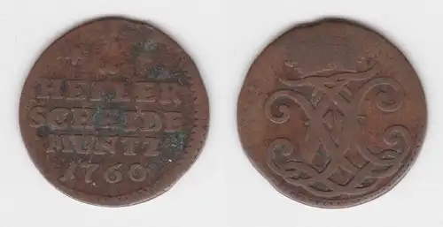 1 Heller Kupfer Münze Hessen-Kassel 1760 (143045)