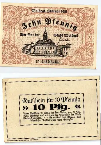 10 Pfennig Banknote Stadt Woldegk Februar 1921 (123842)