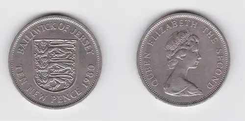10 New Pence Nickel Münze Ballwick of Jersey 1980 (119839)