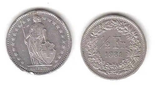 1/2 Franken Nickel Münze Schweiz 1981 (114586)