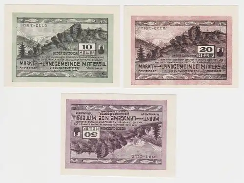 10, 20 und 50 Heller Banknoten Mittersil (144582)