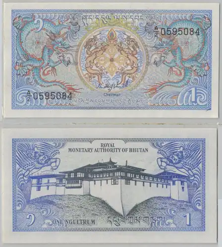 1 Ngultrum Banknote Bhutan (1986) Pick 12 bankfrisch UNC (149362)