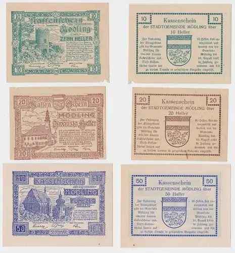 10, 20 und 50 Heller Banknoten Mödling (149948)