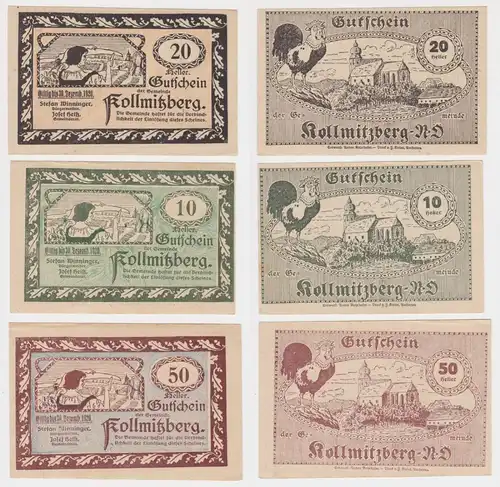 10, 20 und 50 Heller Banknote Kollmitzberg (137889)
