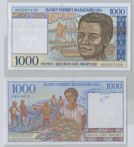 1000 Francs = 200 Ariary Banknote Madagaskar Madagasikara 1994 (153747)