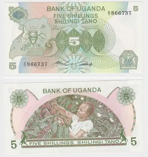5 Shillings Banknote Uganda (1982)  Pick 15 bankfrisch UNC (153345)