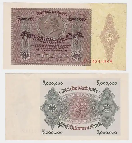 5 Millionen Mark Banknote Medaillon Schein 1.6.1923 Rosenberg 88 (122582)
