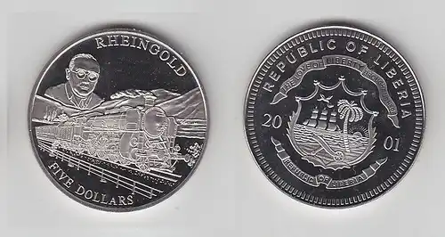 5 Dollar Nickel Münze Liberia 2005 legendäre Züge "Rheingold" (116506)
