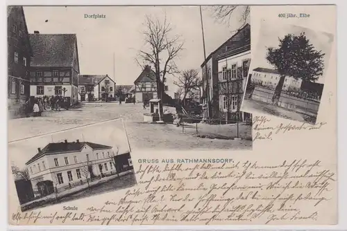 99285 Mehrbild Ak Gruß aus Rathmannsdorf Schule, Dorfplatz usw. 1915