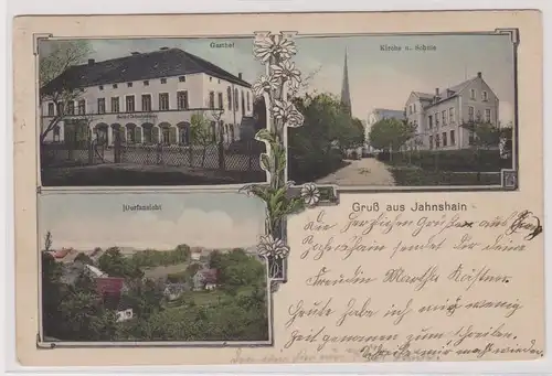 99150 Mehrbild Ak Gruß aus Jahnshain Gasthof, Kirche & Schule 1907