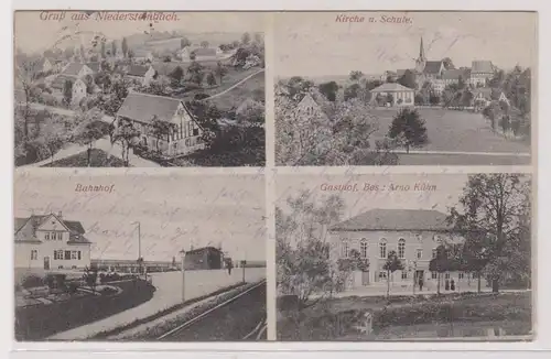 99563 Mehrbild Ak Gruß aus Niedersteinbach bei Penig Gasthof, Bahnhof usw. 1918