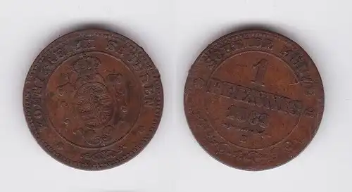 1 Pfennig Kupfer Münze Sachsen 1863 f.ss (162504)