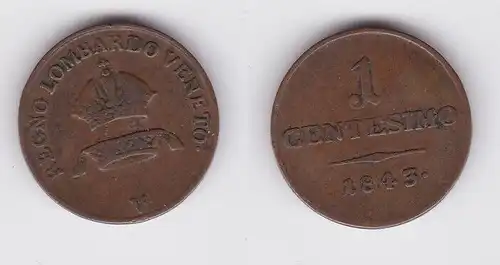1 Centesimo Kupfer Münze Österreich Lombardo Veneto 1843 (160363)