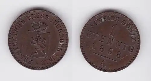 1 Pfennig Kupfer Münze Reuss jüngere Linie 1868 A vz (162173)