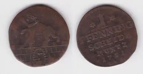 1 Pfennig Kupfer Münze  Anhalt-Bernburg 1751 f.ss (162492)