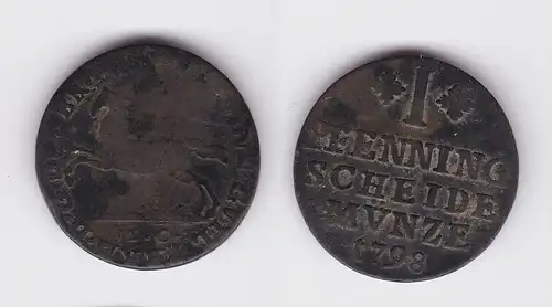 1 Pfennig Kupfer Münze Braunschweig-Wolfenbüttel 1798 MC s/ss (162344)