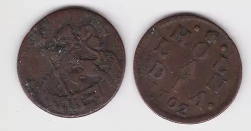 1 Duit Bronze Münze Niederlande Provinz Holland 1702 (162486)