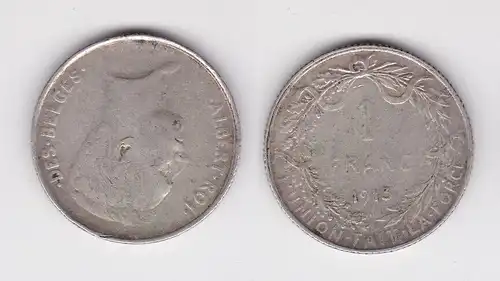 1 Franc Silber Münze Belgien 1913 f.ss (162490)