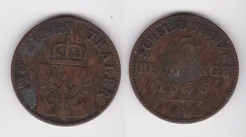 3 Pfennig Kupfer Münze Preussen 1855 A f.ss (162500)