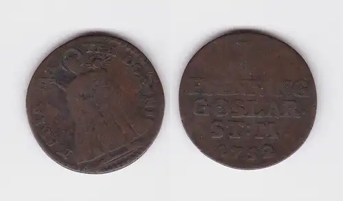 1 Pfennig Kupfer Münze Reichsstadt Goslar 1752 s/ss (162235)