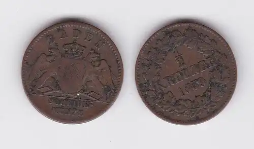 1/2 Kreuzer Kupfer Münze Baden 1859 f.ss (162126)