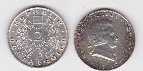 2 Schilling Silber Münze Österreich 1931 Mozart vz (162169)