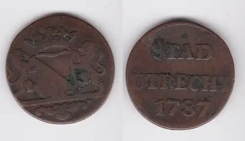 1 Duit Bronze Münze Niederlande Stadt Utrecht 1787 (162332)