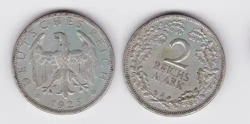 2 Mark Silber Münze Weimarer Republik 1925 A Jäger 320 (162314)