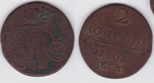2 Kopeke Bronze Münze Russland 1801 Ekaterinburg (162328)