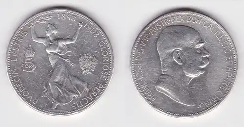 5 Kronen Silber Münze Österreich Regierungsjubiläum Franz Josef 1908 (162259)