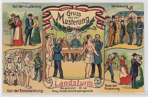 99030 AkGruß von der Musterung Landsturm 1909