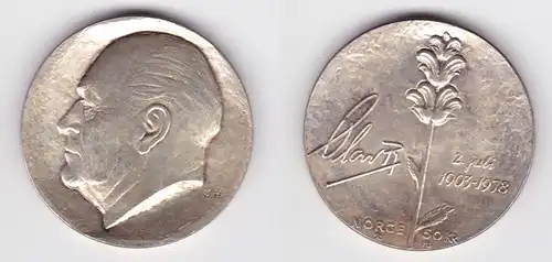 50 Kronen Silber Münze Norwegen 75. Geburtstag 1978 Stgl.(160765)