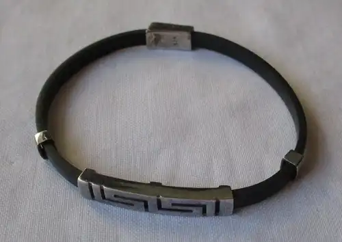 elegantes Gummi Damen Armband mit 925er Sterling Silber Elementen (159914)