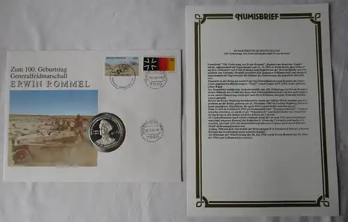 Numisbrief Zum 100. Geburtstag Generalfeldmarschall Erwin Rommel (163030)
