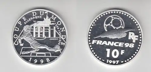 10 Franc Silber Münze Frankreich Fußball WM Frankreich 1998, 1997 (114898)