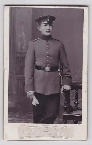 91782 Kabinett Foto Meerane Soldat mit Langem Bajonett um 1910