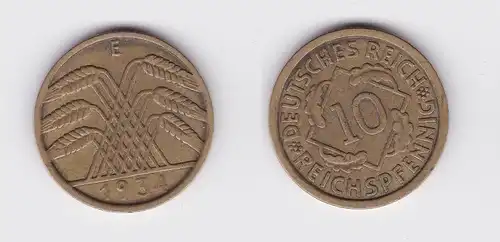 10 Reichspfennig Messing Münze Deutsches Reich 1934 E, Jäger 317 (119921)