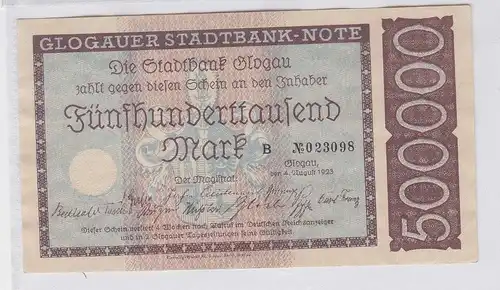 500000 Mark Banknote Inflation Stadtbank Glogau 4.08.1923 (117302)