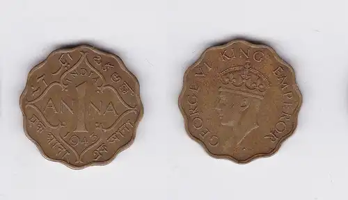 1 Anna Messing Münze Indien 1943 (118624)