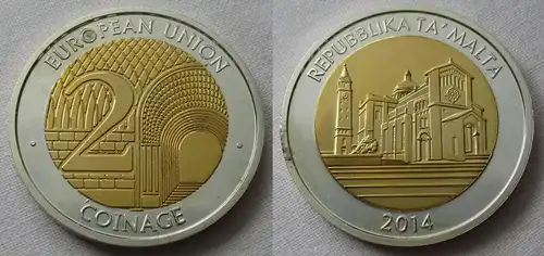 2 European Union Coinage Republika Ta' Malta 2014 Probe 2 Euro Malta (102106)