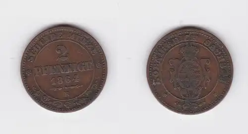 2 Pfennig Kupfer Münze Sachsen 1864 B (119348)