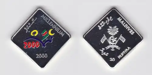 20 Rufiyaa Silber Münze Malediven Millennium 2000 PP RAR (134872)